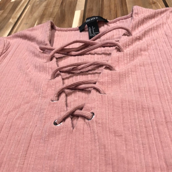 textured pink Forever 21 bodysuit - Picture 3 of 3